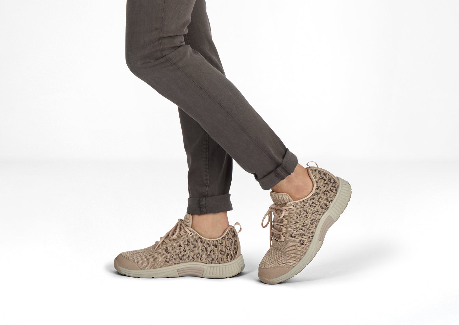Coral - Beige Leopard - Footwear Women Sneakers Stretch