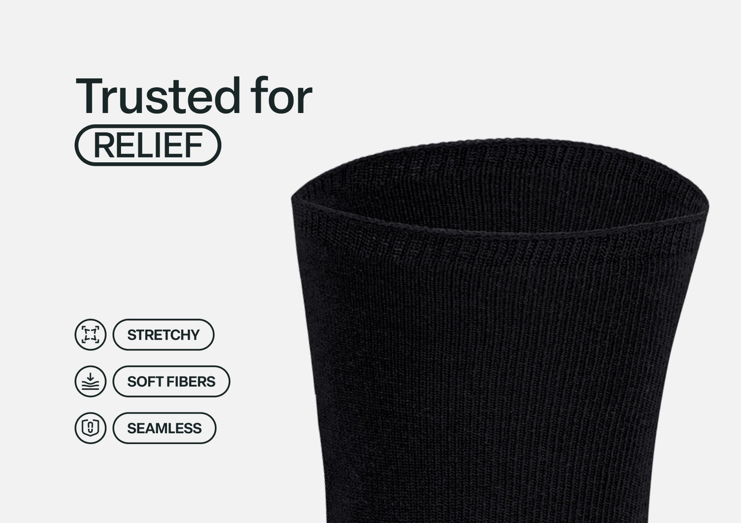 Extra Roomy Diabetic Socks (Thick) - Black - Socks