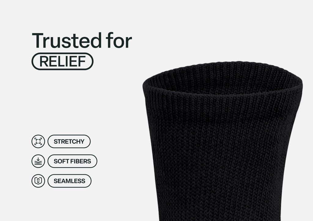 Padded Sole Diabetic Socks - Black - Socks