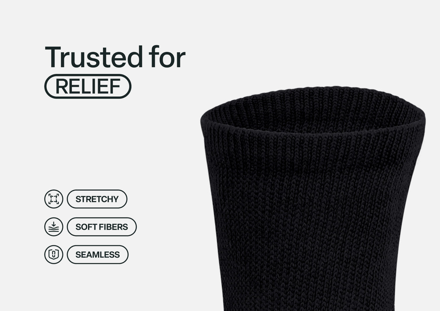 Padded Sole Diabetic Socks - Black - Socks
