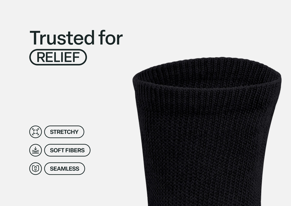 Padded Sole Diabetic Socks - Black - Socks