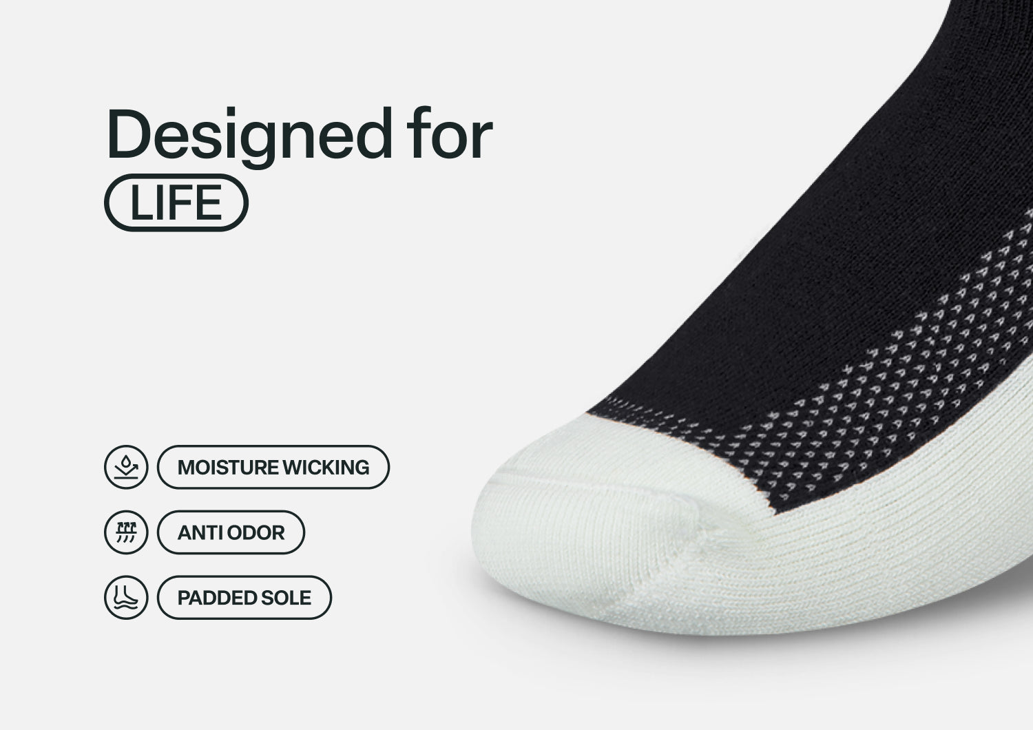 Padded Sole Diabetic Socks - Black - Socks