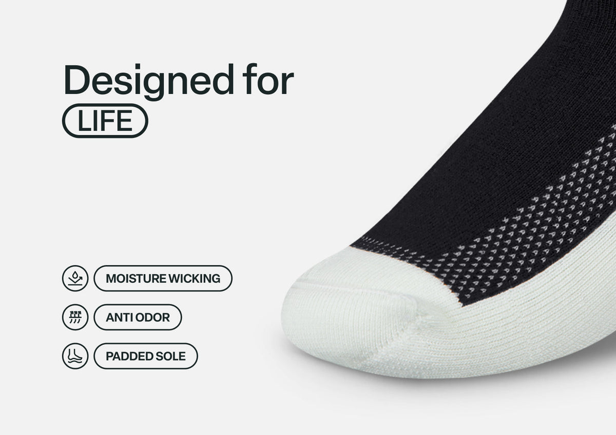 Padded Sole Diabetic Socks - Black - Socks