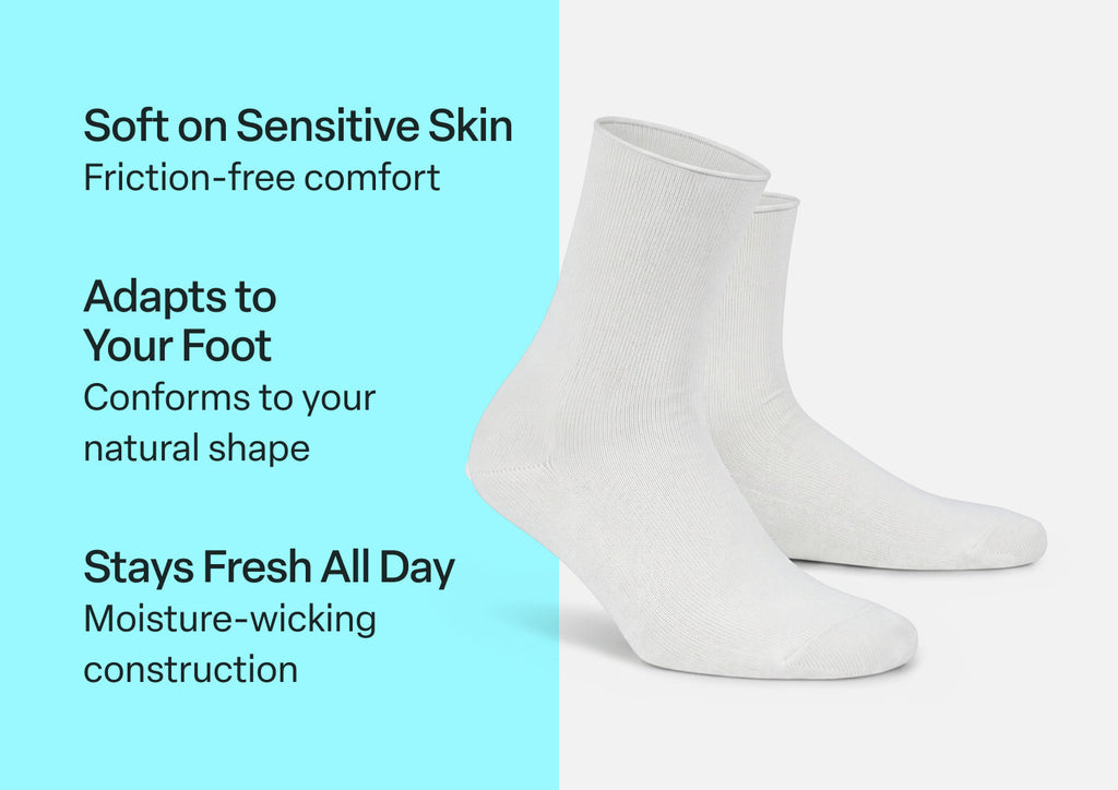 Casual/Dress Diabetic Socks - White - Socks