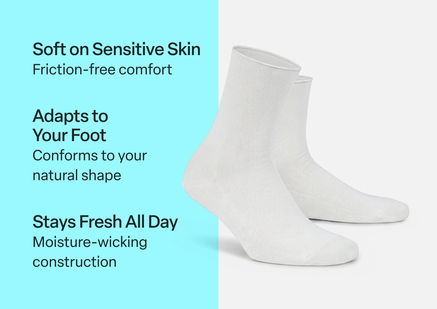 Casual/Dress Diabetic Socks - White - Socks
