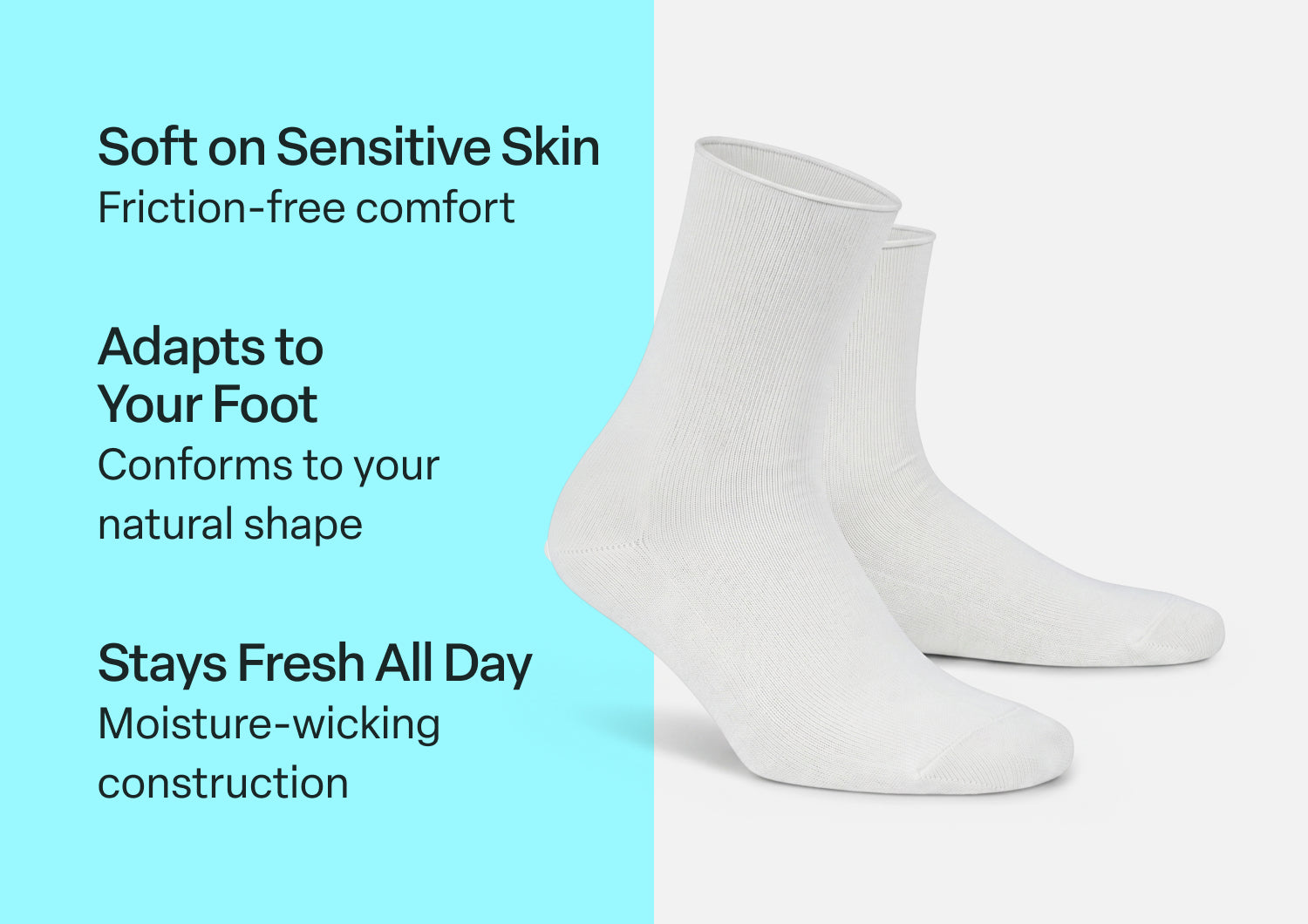 Casual/Dress Diabetic Socks - White - Socks