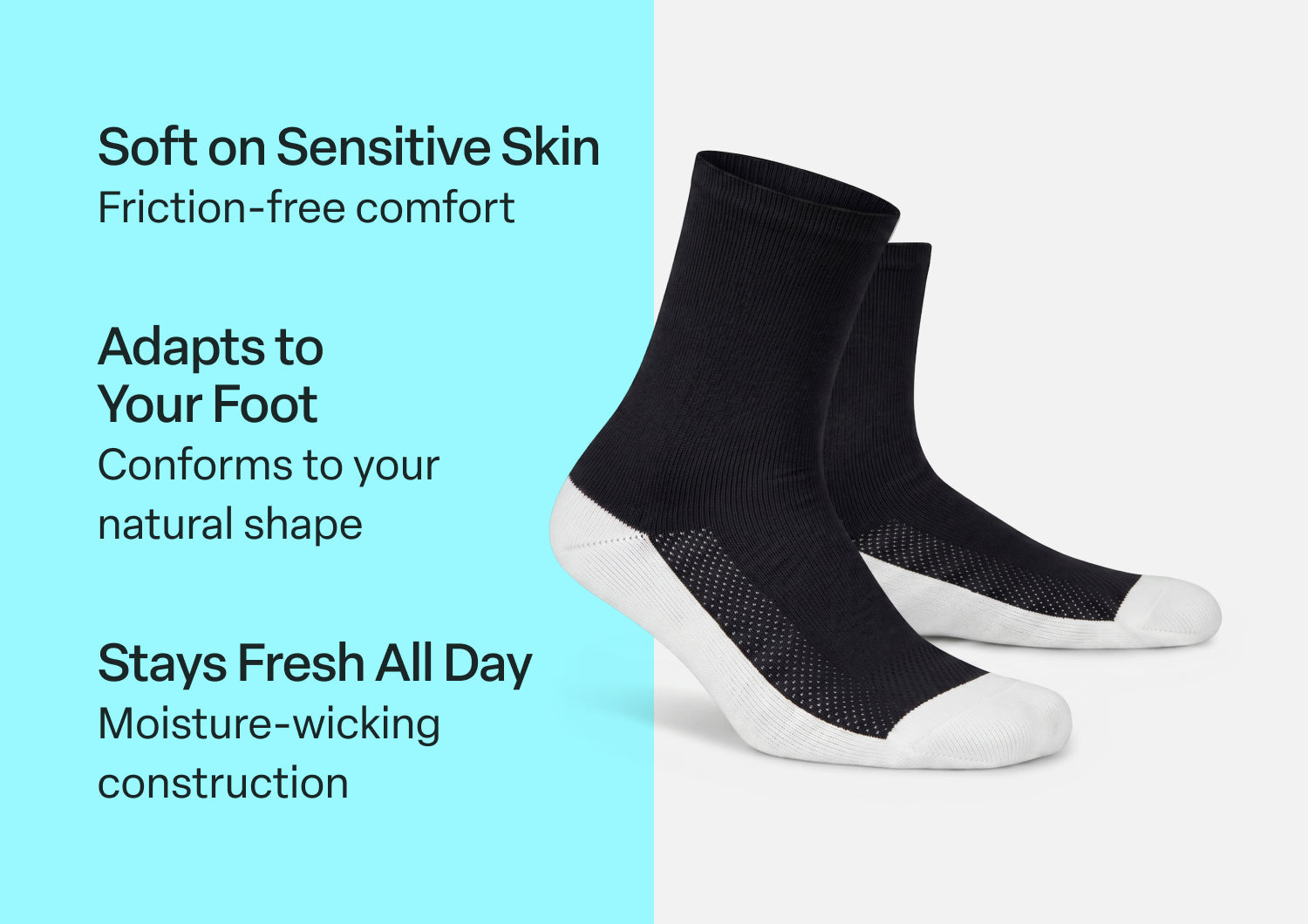 Extra Roomy Diabetic Socks (Thick) - Black - Socks