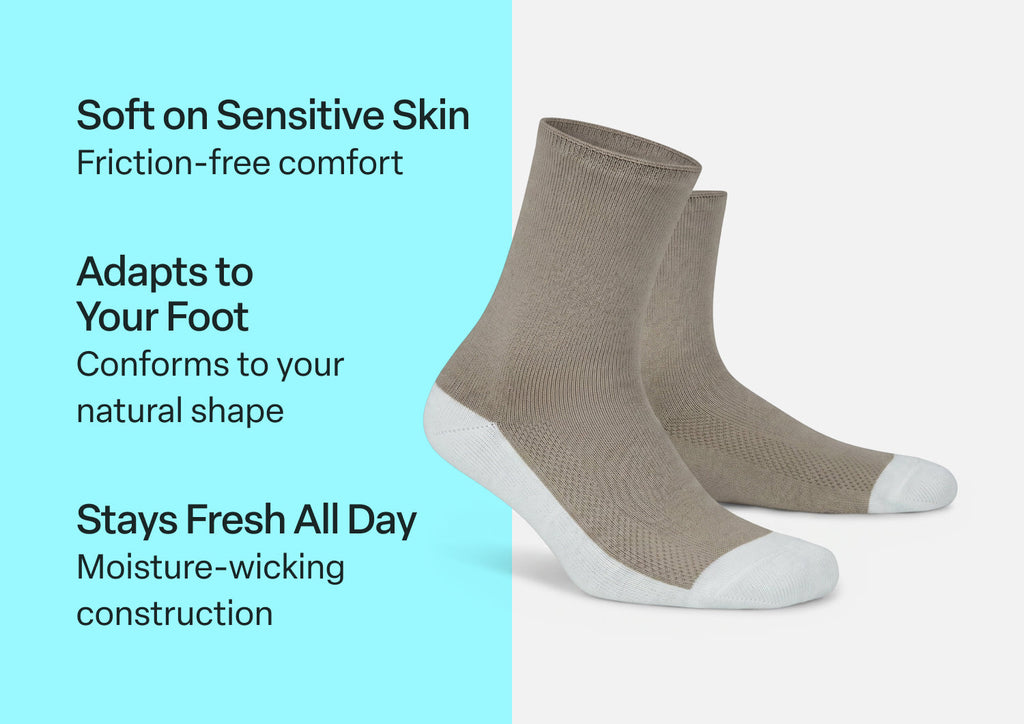 Extra Roomy Diabetic Socks (Thick) - Brown - Socks
