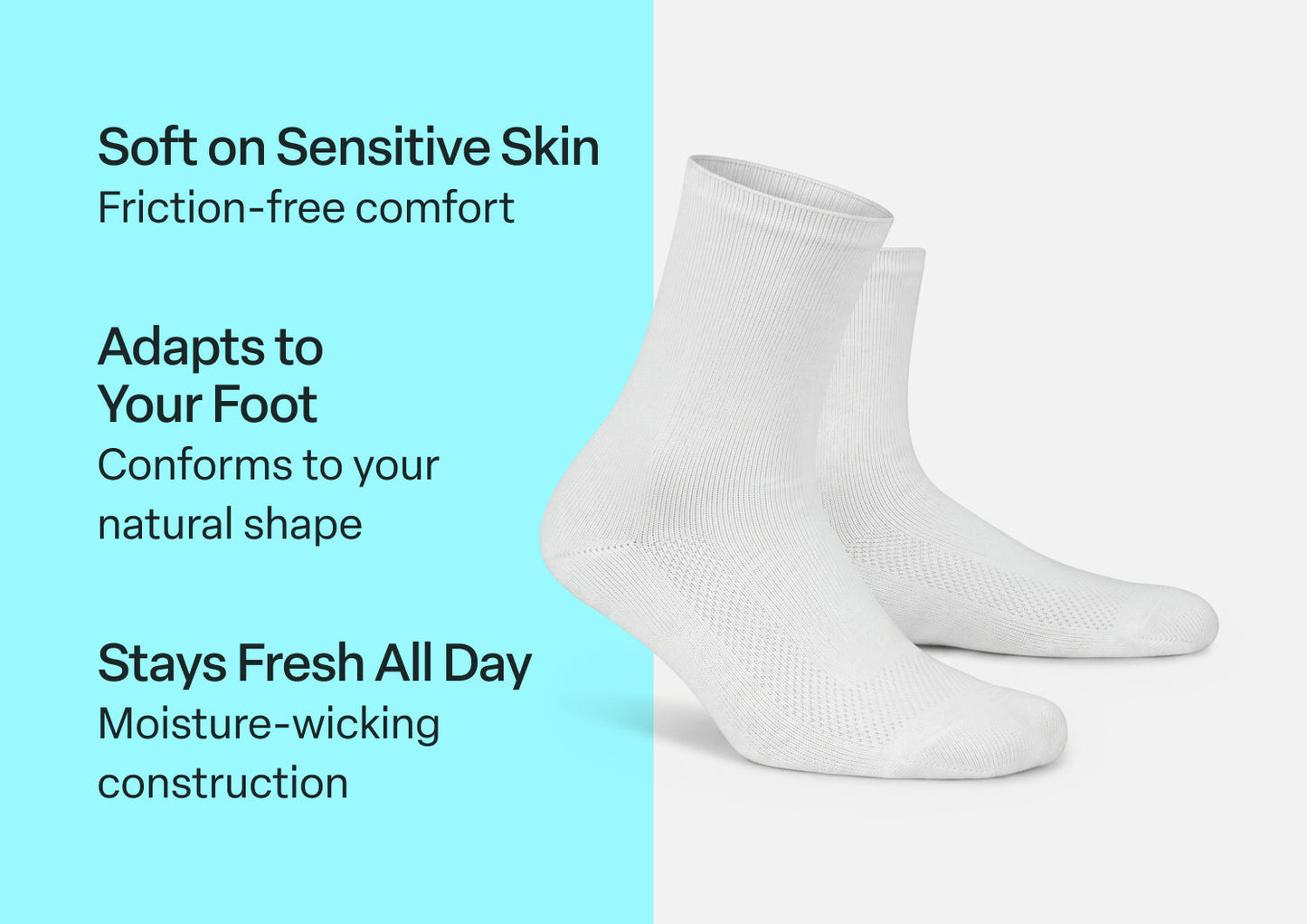 Extra Roomy Diabetic Socks (Thick) - White - Socks