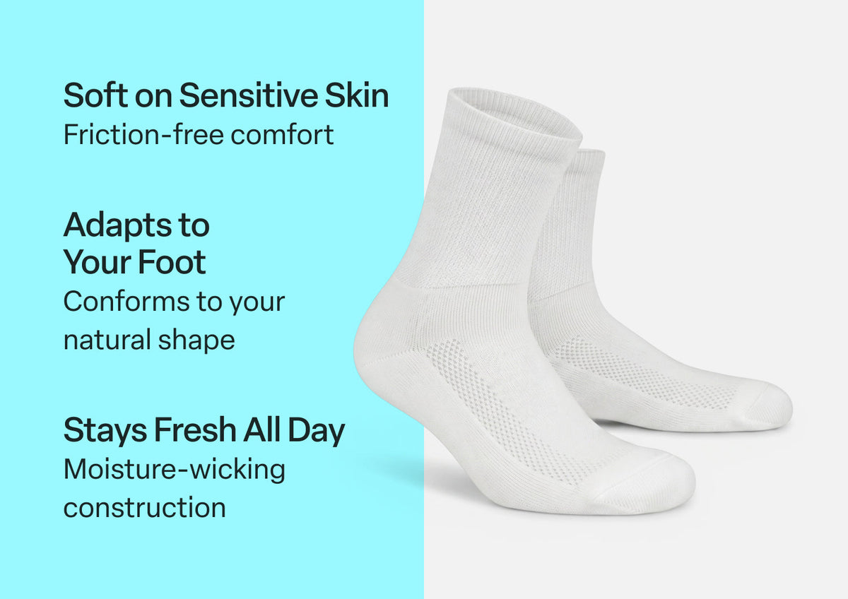 Padded Sole Diabetic Socks - White - Socks