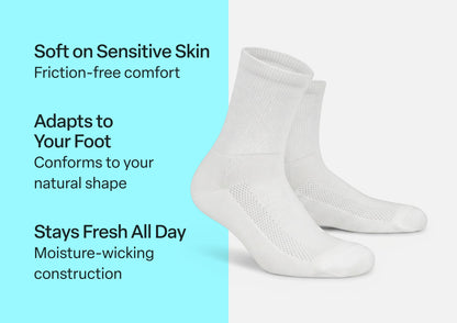 Padded Sole Diabetic Socks - White - Socks