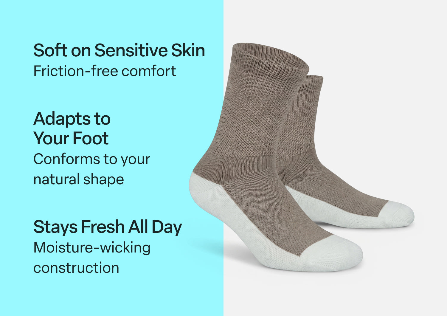 Padded Sole Diabetic Socks - Brown - Socks