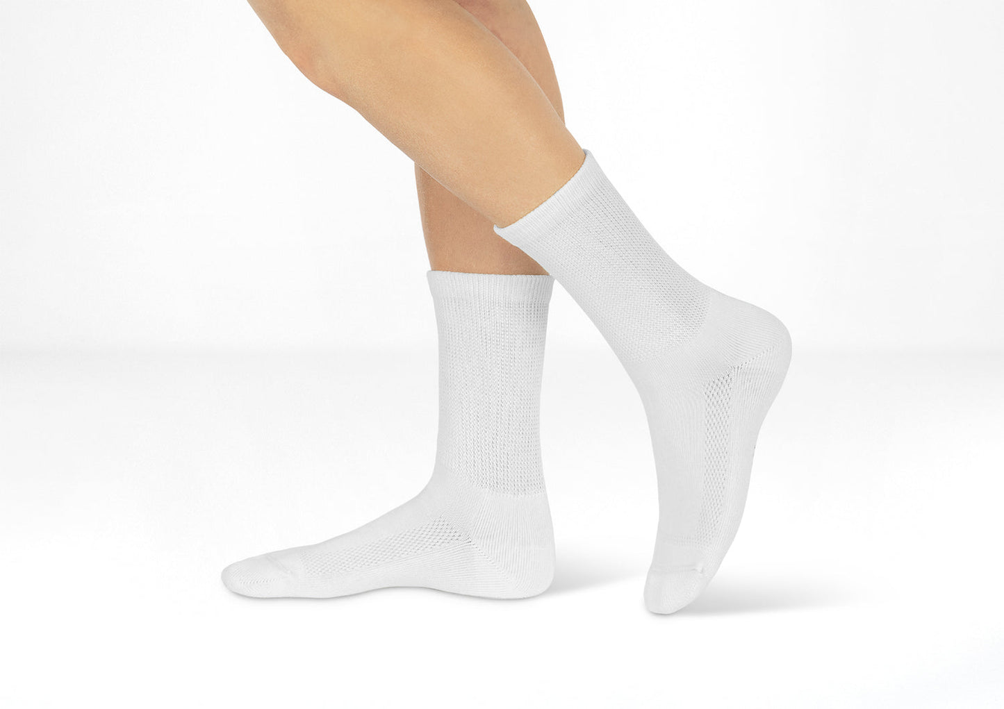 Padded Sole Diabetic Socks - White - Socks